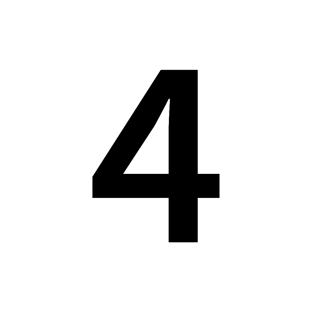 Large black number four on a white background