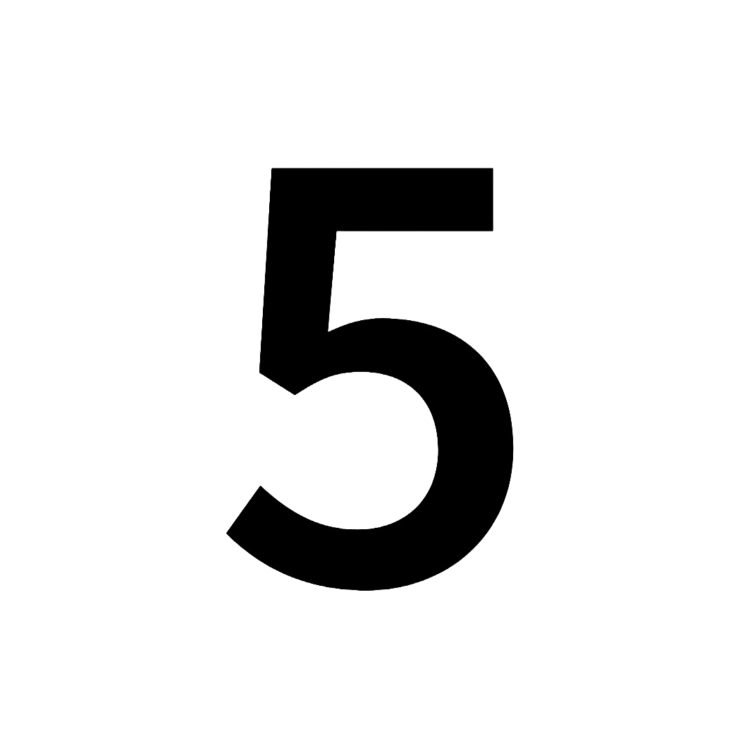 Bold black number five on a white background